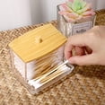 thumbnail image 4 of Dispensador de hisopos transparente de acrílico para baño, frasco de boticario con tapa, soporte para hisopos y bolitas de algodón, organizador de almacenamiento para discos de algodón, almohadillas, 4 of 8