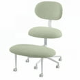 thumbnail image 1 of Pinmoco Ergonomic Cross Legged Swivel Chair, Adjustable Height and Egg- Shaped, Meditation& ADHD Chair with Back Support, Home and Office, Teddy Fabric, Macaron Green, 1 of 9
