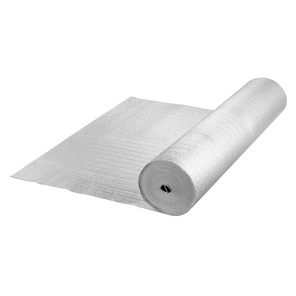 KFFKFF Aluminum-Fabric Heat Insulation, Dual Layer, 6.5 Mil, 48x250 ft, PE Aluminum Foil Barrier, Perfect for Windows, RVs, Roofs