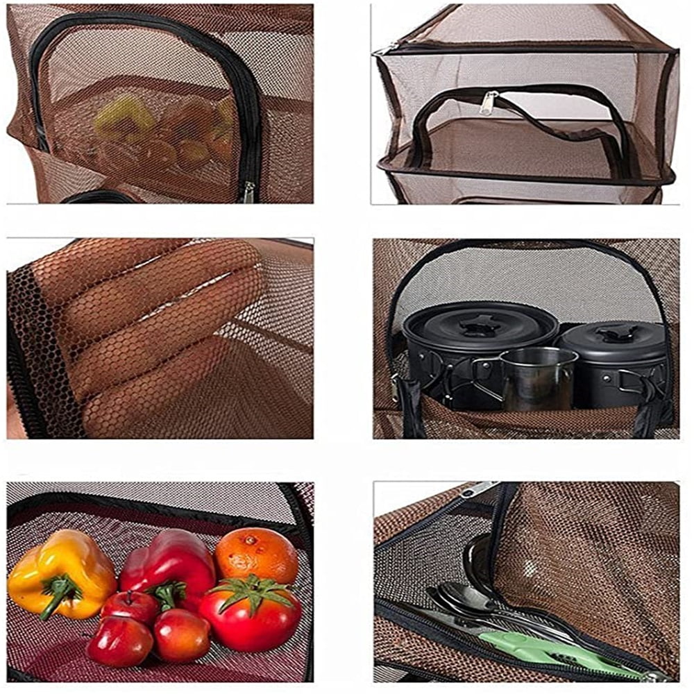 Kepooman Camping Organizer Mesh Dryer Storage Clothes Drying Rack 4 Layer Laundry Dryer Rack Foldable and Retractable for Indoor Outdoor, Brown Kepooman Camping Organizer Mesh Dryer Storage Clothes Drying Rack 4 Layer Laundry Dryer Rack Foldable and Retractable for Indoor Outdoor, Brown
