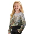 thumbnail image 5 of Xoenoiee Cat Butterfly Daisy Flower Print Girls Long Sleeve Crop Tops Kids Pullover Loose Crew Neck Sweatshirt Cropped T-Shirts Casual Basic Tees, 7-8 Years, 5 of 7