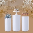 thumbnail image 4 of YIYIBYUS 3Pcs Cylinder Metal Pedestal Stand White Cake Plinths Backdrop Flower Column Dessert Table for Party Wedding Birthday Decor, 4 of 20