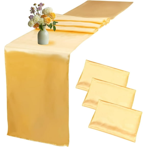 Cterwk 3 Pack Satin Table Runner 12 X 108 Inch Silk Table Runner for Party, Wedding, Birthday, Banquets, Decoration