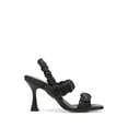 thumbnail image 3 of SAM EDELMAN Womens Black Stretch Quilted Footbed Cushioned Ruffled Marlena Square Toe Slip On Leather Slingback Sandal 6 M, 3 of 4