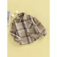 thumbnail image 3 of hirigin Kids Plaid Shirt Jacket Autumn Casual Vintage Long Sleeve Button Down Jackets with Pockets for Toddler Baby Boy Girl, 3 of 8