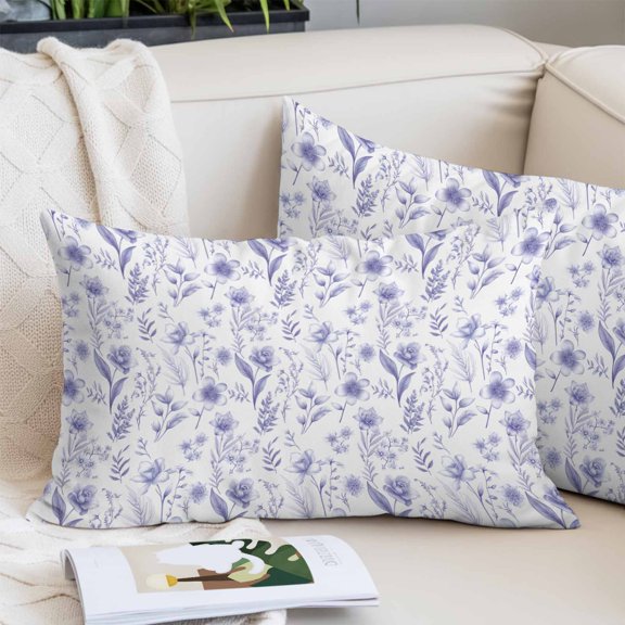 Elegant Purple Flowers Pillow Covers 24"x36", Spring Floral Botanical Summer Soft Brushed Microfiber Breathable Throw Pillow Covers, Decorative Pillowcase with Zipper for Couch Sofa Bedroom