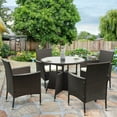 thumbnail image 1 of Gymax Meubles 5 Pièces Set à Manger en Osier Coussiné Patio de Jardin Extérieur, 1 of 9
