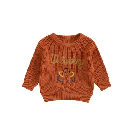 

Lesimsam Toddler Girls Boys Thanksgiving Sweater 3M 6M 9M 12M 18M 2T 3T Casual Letter Turkey Embroidery Pullover Warm Knitted Long Sleeves Knitwear Newborn Infant Clothing