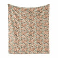 thumbnail image 1 of Floral Soft Flannel Fleece Throw Blanket, Garden Plantation Leaves and Blossoms Pattern, Cozy Plush for Indoor and Outdoor Use, 70" x 90", Salmon Teal, by Ambesonne, 1 of 5