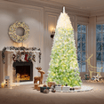 thumbnail image 4 of Qeetex 7.5ft snow-flocked pre-lit artificial christmas tree con 450 warm blanca lights, quick hinged setup, foldable metal base, y foot pedal para home o oficina, 4 of 10