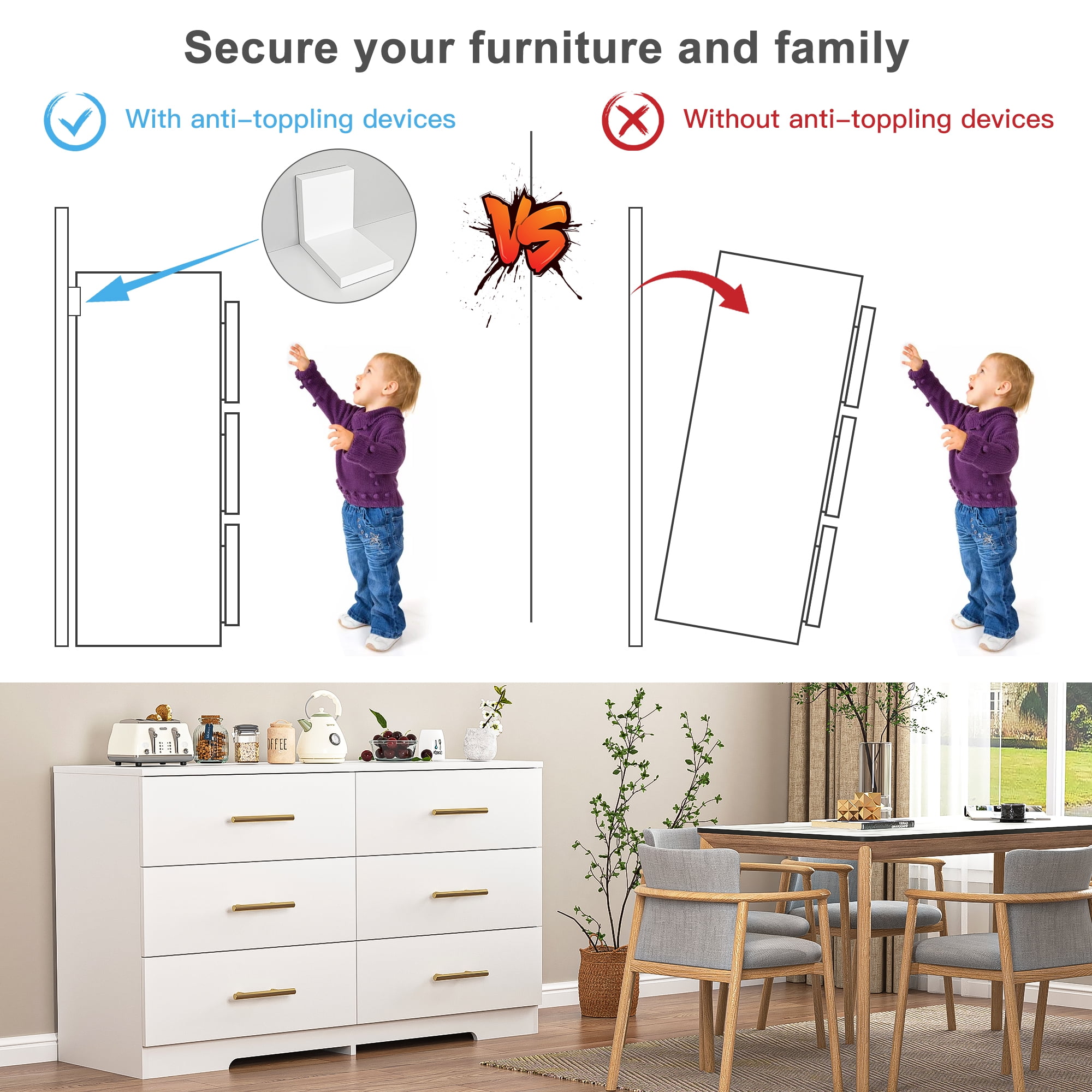 YYAo Wooden 6 Drawer Dresser, Large Modern Chest of 6 Drawers Night Table, TV Stand for 55" TV for Bedroom, Closet, Living Room, White YYAo Wooden 6 Drawer Dresser, Large Modern Chest of 6 Drawers Night Table, TV Stand for 55" TV for Bedroom, Closet, Living Room, White