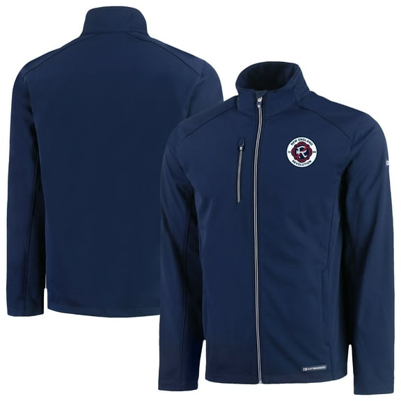 Men's Cutter & Buck  Navy New England Revolution Evoke Eco Softshell Recycled Full-Zip Jacket