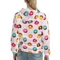 thumbnail image 7 of Fotbe Colorful Donuts Pattern Womens Long Sleeve Hoodie, Pullover Hooded Sweatshirt, Kangaroo Pocket Hoodie with Eye-catching Drawstrings-X-Large, 7 of 7