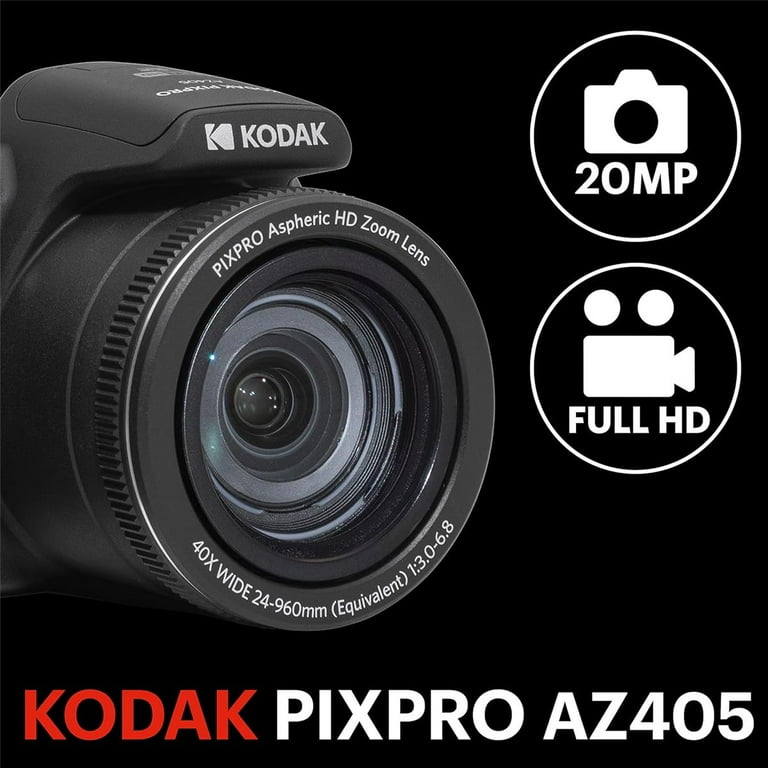 PIXPRO AZ405 Astro Zoom 20MP Full HD Digital Camera, Black, Bundle