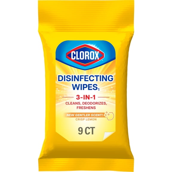 Clorox Disinfecting Wipes On The Go, Bleach Free Travel Wipes - Citrus Blend, 9 ct