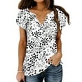 thumbnail image 5 of TEMOFON Womens Tops Short Sleeve Shirts Floral Blouses Loose Summer Tops V Neck T Shirts for Womens Clothes Ruffle Sleeve Casual Fashion Eyelet Hollow Out Tee, 5 of 6