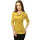 thumbnail image 4 of Top acanalado con botones y mangas largas con cuello vuelto para mujer Amarillo XXL, 4 of 6