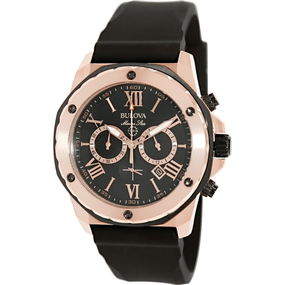Bulova Men's Marine Star 98B104 Black Rubber Quartz Fashion Watch