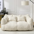 thumbnail image 3 of Bean Bag Chair Sofa for Two People, Comfortable Square Lazy Floor Sofa Couch with Armrest, Sofa Chairs with Highly Resilient Foam for Living Room, Bedroom, Apartment, Dorms, Beige, 3 of 8