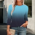thumbnail image 2 of Breezora Womens 3 4 Sleeve Pleated Blouse Relaxed Fit Round Neck Tops for Everyday Style Style XXL Size Blue, 2 of 8