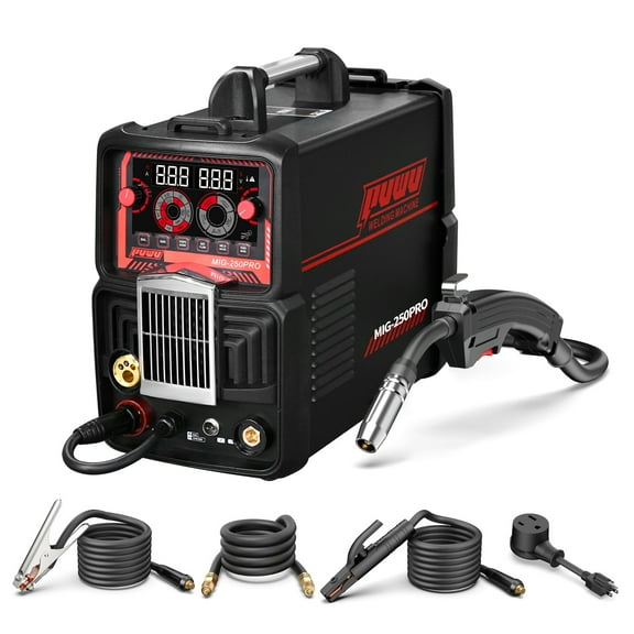 PUWU 200A MIG Welder MIG/Lift TIG/MMA 3 in 1 Multi-process Synergic Control Welding Machine Digital Screen Display 110V/220V Dual Voltage