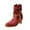Red, variant on Fesfesfes Boots for Teen Girls Winter Solid Color Vintage Tassel Tied Sleeve Heel 9.5(43)