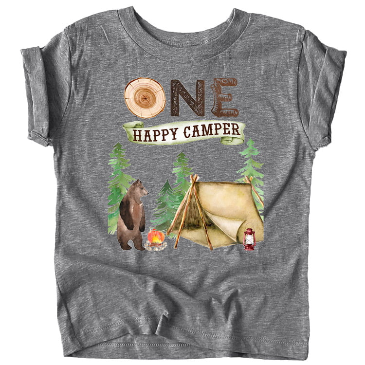 shabby flydende fossil One Happy Camper 1st Birthday Camping Outdoor Themed T-Shirts for Girls and  Boys Granite Heather Shirt 12 Months - Walmart.com