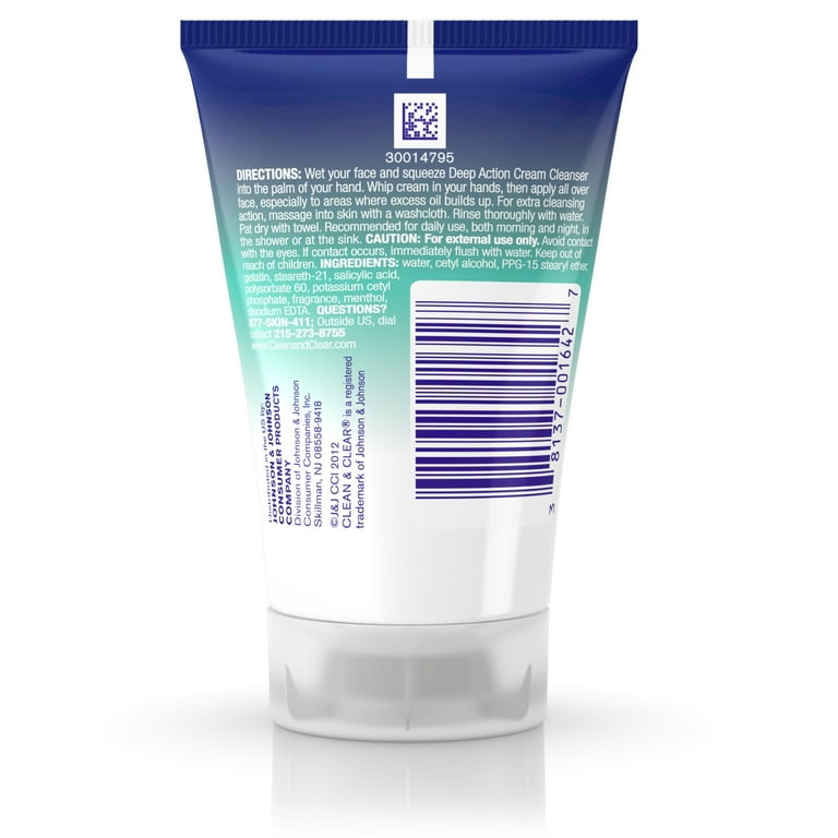 Clean & Clear Deep Action Cream Cleanser, 1 oz HSA/FSA Eligible