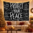 thumbnail image 3 of Protect Your Peace Lettering on Black Background, Inspirational Illustration for Mindfulness Fans, Chalkboard Style Wall Art, Back to School Gift, Tapestry Wall Hanging for Bedroom and Dorm, 3 of 7