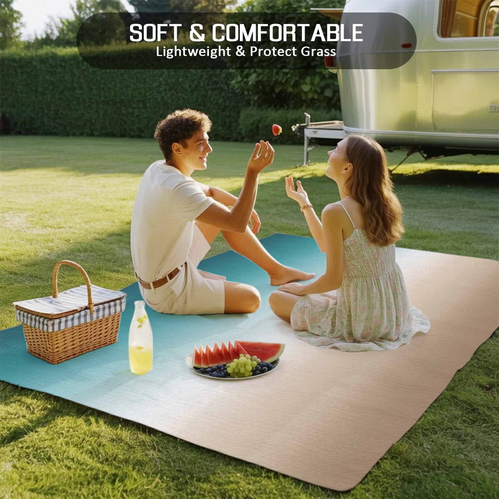 5' x 8' Outdoor Rug, Teal Beige Ombre Cream Outdoor Washable Rug Large Floor Carpet, Modern Turquoise Abstract Art Aesthetics Non Shedding Area Rug for Outside Patio RV Porch Deck Balcony Camping