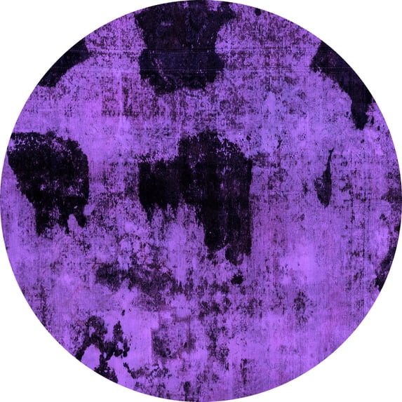 Ahgly Company Indoor Round Abstract Purple Modern Area Rugs, 5' Round