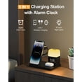thumbnail image 2 of Wireless Charging Station Alarm Clock with 8 Touch Night Lights: 5 in 1 Charger Stand for Apple Devices - Charging Dock for iPhone 17 16 15 14 13 12 Pro Max Plus/Apple Watch/AirPods, Dimmable, 2 of 7