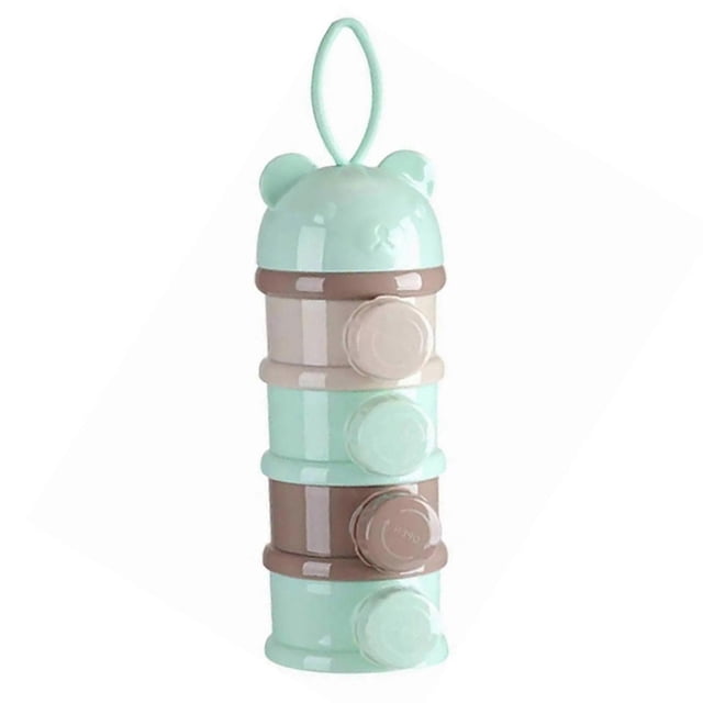 Milk Powder Dispenser 4 Layers Large Capacity Odorless Portable Baby Formula Snack Container with Side Opening Green