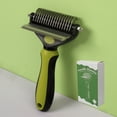 thumbnail image 2 of FEOLGEHLY Pet Comb for Dogs and Cats, Double Sided Knot Opener and Deshedding Tool with Stainless Steel Rounded Teeth for Long Hair, Gentle Hair Removal Pet Comb for Mats and Tangles (Green), 2 of 7