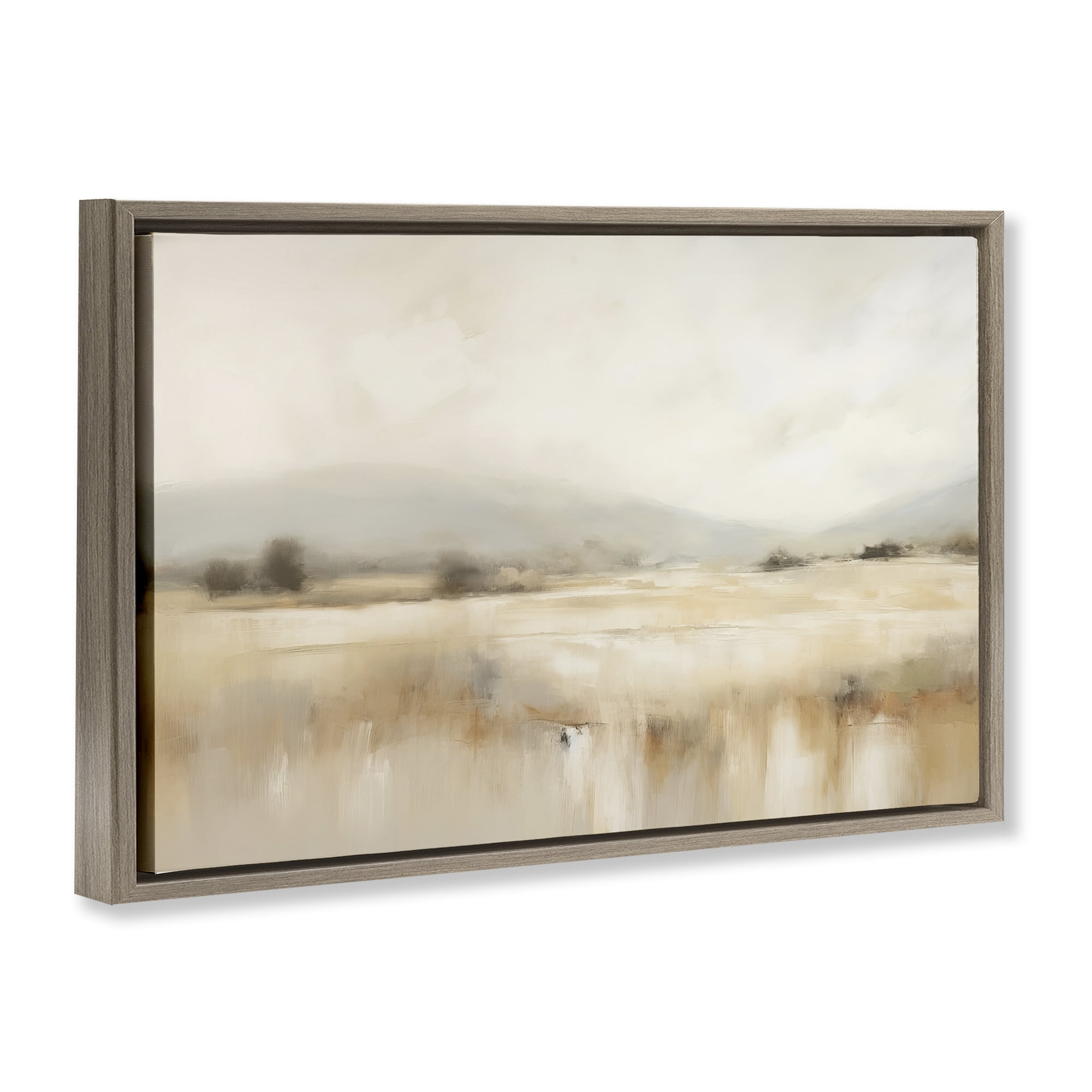 Stupell Industries Blurred Rural Countryside Landscape & Nature Painting Brown Floater Framed Canvas Art Print Wall Art, 31 x 21