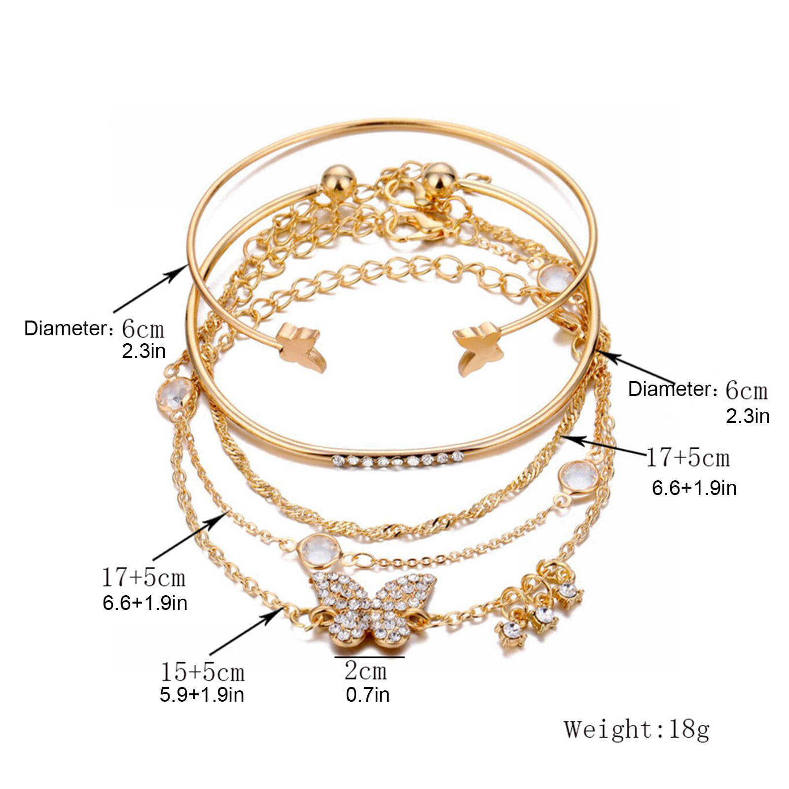 Details about   4Pcs Fashion Crystal Silver Chain Handmade Bohemian Charm Bracelet Set Jewelry 