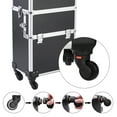 thumbnail image 4 of 3 in 1 Professional Rolling Trolley Makeup Train Case, 14" x 9.5" x 28" Artist Aluminum Beauty Makeup Case Organizer w/Lockable Keys+Shoulder Strap, Tattoo Box with 4 Removable Travel Wheels, S13411, 4 of 9