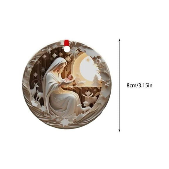 Virelaxpo 3D Nativity Scene Acrylic Hanging Ornament for Christmas Tree Home Wall Decor