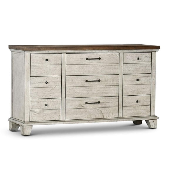 Bowery Hill Rustic Ivory Nine-Drawer Dresser