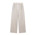 thumbnail image 3 of HH TRAF 2024 Pantalones de mujer con bolsillos laterales y cintura elástica a la moda para desplazamientos diarios Pantalones anchos a rayas de mezcla de lino de verano para mujer, 3 of 5