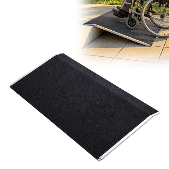 VEVOR Threshold Ramp for Doorways, 31.9 x 15.4 in, Platform Aluminum Wheelchair Ramp, Non-Slip Door Threshold Ramps, 400 lbs Load Capacity, for Home Steps, Curbs, Wheelchairs, Walkers, Scooter, Carts