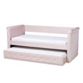 thumbnail image 3 of Skyline Decor Amaya Modern and Contemporary Light Pink Velvet Fabric Upholstered Twin Size Daybed with Trundle, 3 of 11
