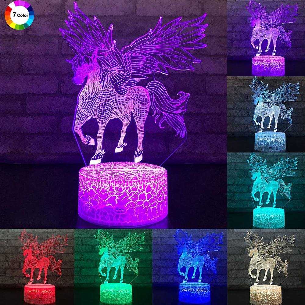 Details about   Chirstmas 3D Unicorn LED Night Lights Table Lamp Remote Control Desk Lamp Gifts 