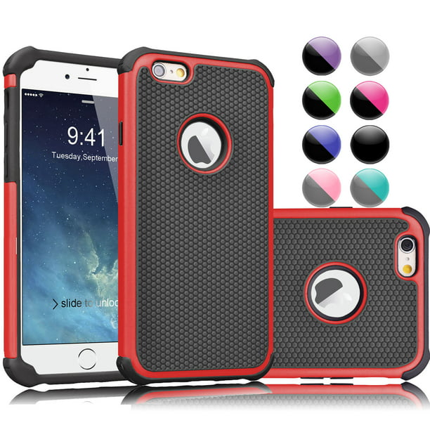 zoeken Eerlijk wereld iPhone 6S Case,iPhone 6 Case, Njjex [Red/Black] Rugged Rubber Double Layer  Plastic Scratch Resistant Hard Case Cover For iPhone 6S / 6 4.7 Inch -  Walmart.com
