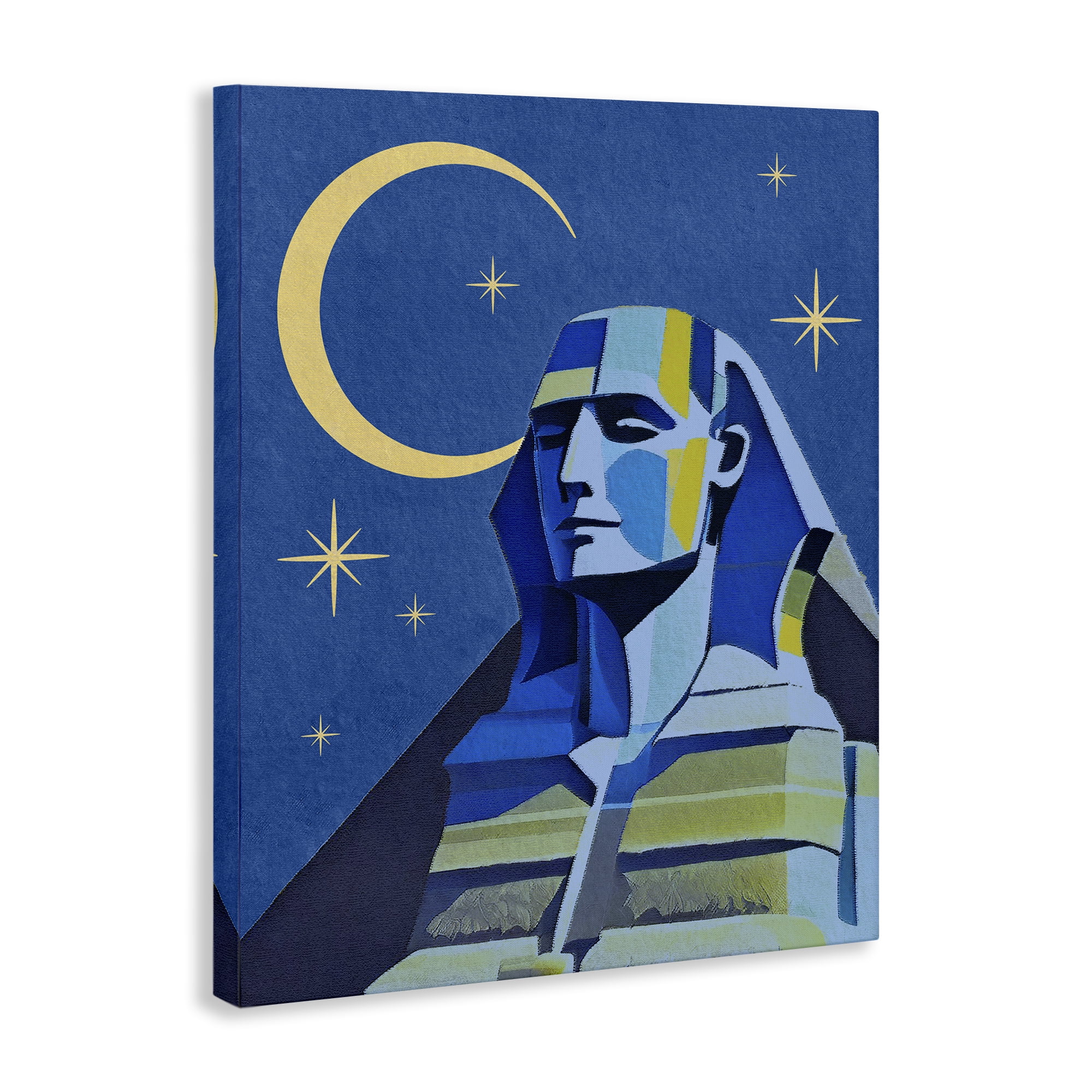 Stupell Industries Sphinx with Moon Buildings & Architecture Painting Wrapped Canvas Art Print Wall Art, 36 x 48
