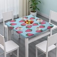 thumbnail image 3 of Red Strawberry Plants Blue Pattern Square Fitted Tablecloth with Elastic Edge,Square Table Cover,Washable Elastic Table Cover for Home Kitchen Party Decor 34"x34", 3 of 6