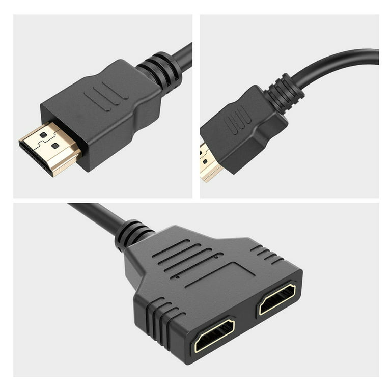 HDMI Splitter Adapter Cable, 1080P HDMI Splitter 1 in 2 Out, HDMI Male to 2  HDMI Female 1 to 2 Way Splitter Cable for HDTV, LCD Monitor and  Projectors(12.2inch, Black) 