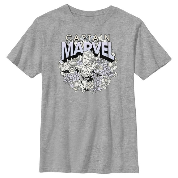 Boy's Marvel Floral Carol Danvers Graphic Tee Athletic Heather X Large