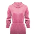 thumbnail image 6 of Women Thermal Hoodie Jacket Tracksuit Velvet Lightweight Full-Zip Up Sweatsuit with Pockets, Red/ Purple (Only Top), 6 of 6
