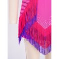 thumbnail image 5 of TiaoBug Kids Girls Latin Dance Outfits Fringe Tassels Halter Backless Crop Top with Mini Skirts Dancewear Hot Pink 8, 5 of 7